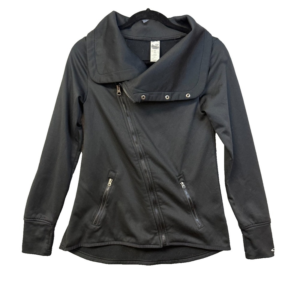 Champion C9 Duo Dry Womens Black Asymmetrical Zip Snap Collar Jacket‎ Small